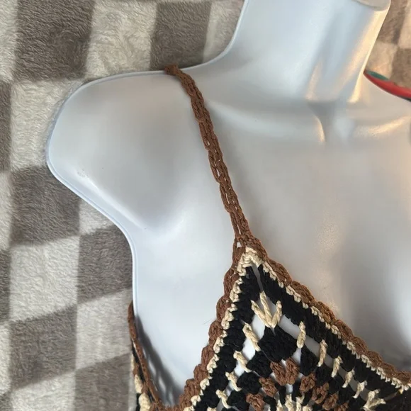 Elan Crochet Maxi Tank Top Strap Swim Cover Up Dress Floor Length Size M/Medium - Picture 7 of 12